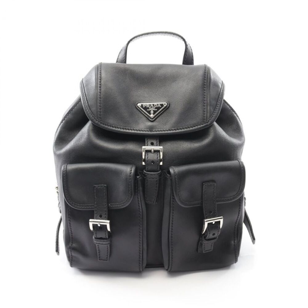 Prada Triangle Logo Leather Backpack - image 1